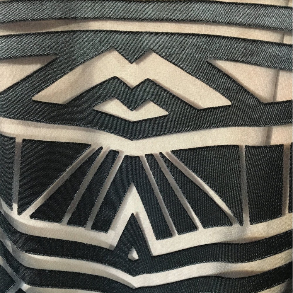 Vince Camuto Black‎ Geometric Burnout Overlay Sheer Mock Neck Cocktail Dress 10 - Picture 6 of 11